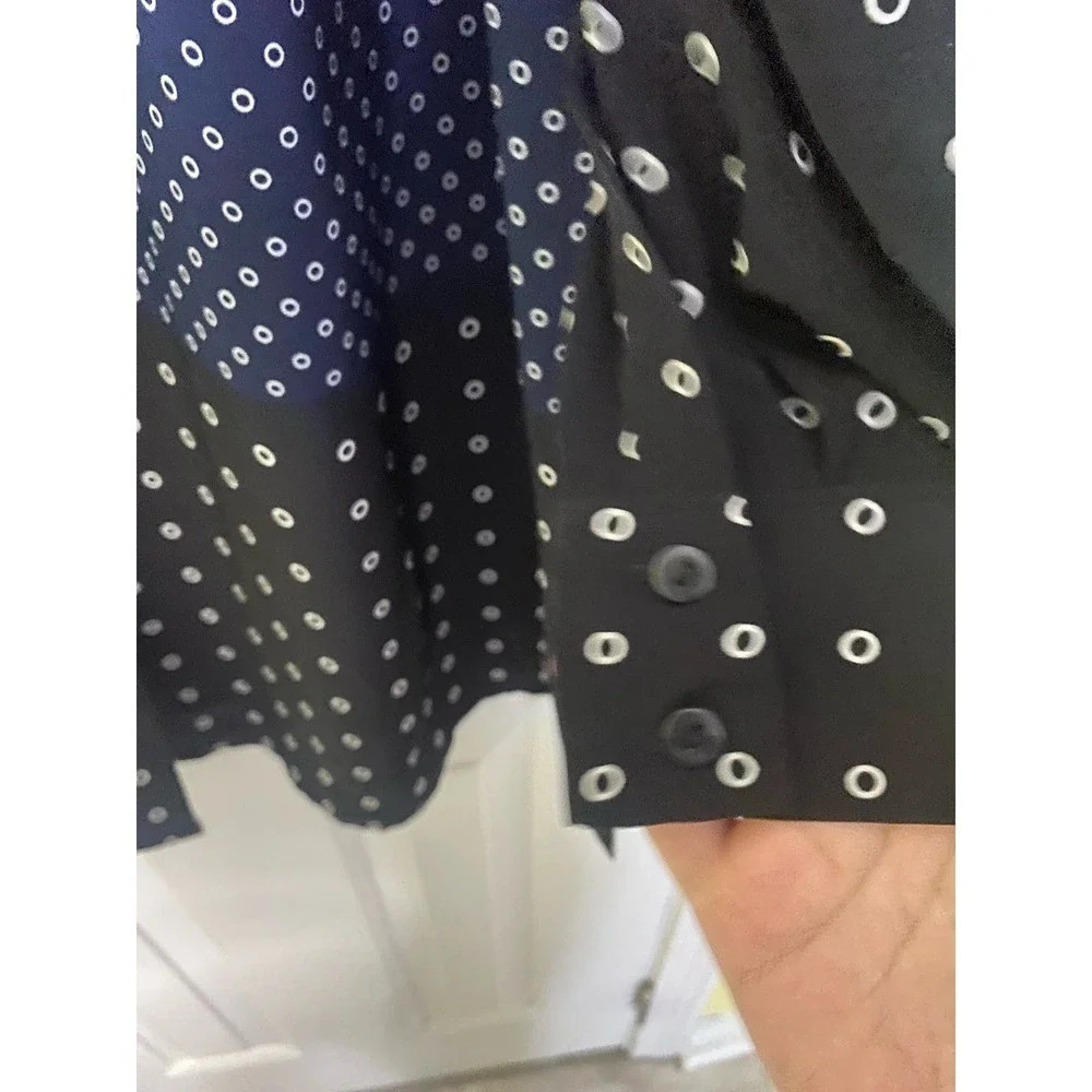 Alfani Black Blue Patchwork Button Down Tunic Top… - image 4